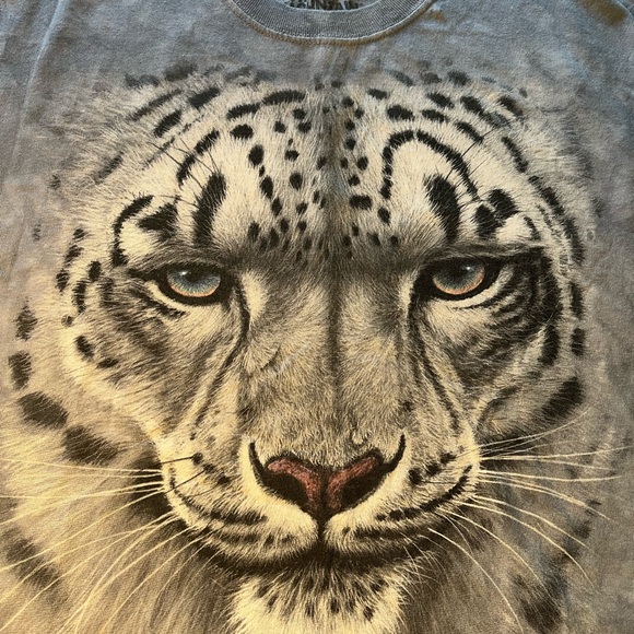 The Mountain White Leopard Animal Men's Graphic T-Shirt Gray Tye Dye Size Medium - Picture 3 of 4